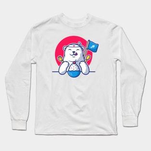 Cute polar bear eating ice cream Long Sleeve T-Shirt